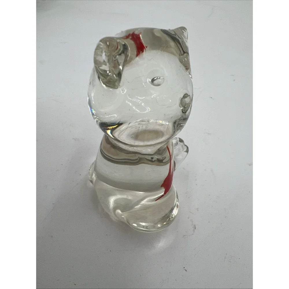 Art Glass Paperweight Cat That Swallowed a Goldfish, Figurine. 3 Inch
